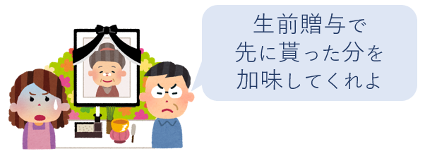 生前贈与で先にもっら分を加味してくれよ
